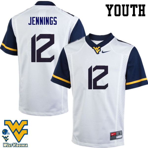 NCAA Youth Gary Jennings West Virginia Mountaineers White #12 Nike Stitched Football College Authentic Jersey IO23A44ZI